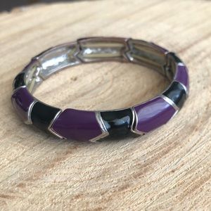 Purple & Black Metal Stretch Bracelet